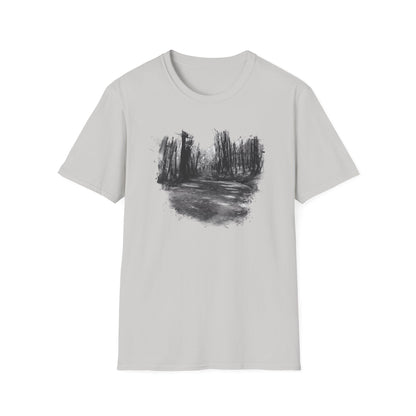 Unisex Softstyle T-Shirt with Abstract Landscape Art, Casual Wear, Gift for Art Lovers, Everyday Fashion, Nature Inspired Tee - TRV