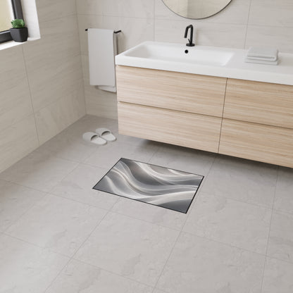Abstract Gray Wave Floor Mat | Modern Entryway Rug, Non-Slip