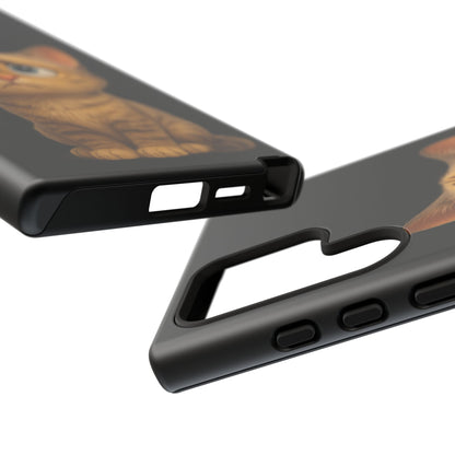 Cute sad kitty design on a protective iPhone case by Printify, featuring a cat illustration for a stylish phone accessory.