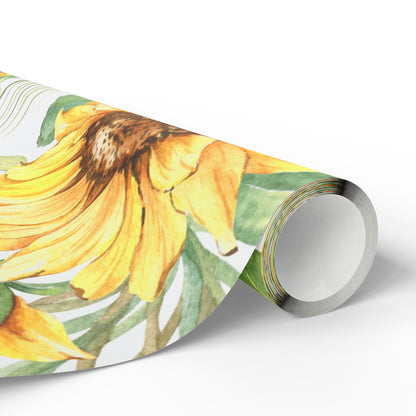 Sunflower Wrapping Paper Roll — Floral Gift Wrap for Birthdays, Mother's Day & Spring Celebrations