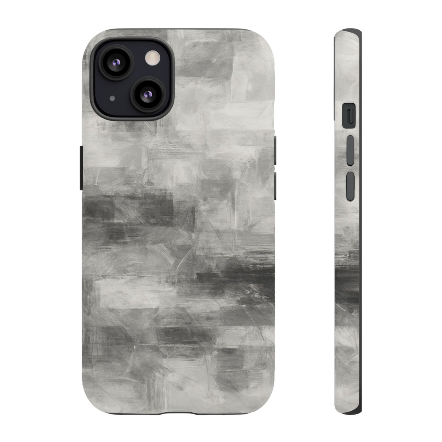 Abstract gray grid phone case for iPhone, tough protective cover by Printify with modern geometric design.