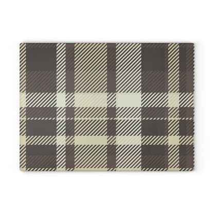 Plaid Glass Cutting Board — Neutral Buffalo Check Kitchen Board