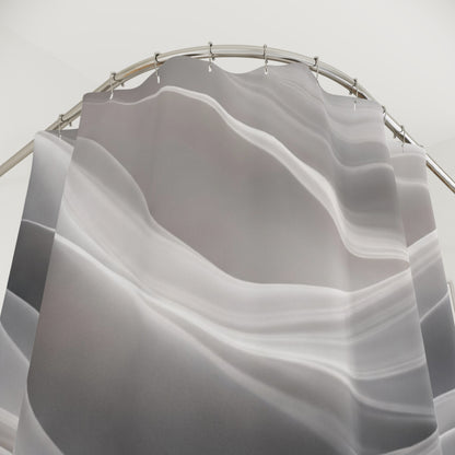 Abstract Gray Waves Shower Curtain | Soft Marble Swirl Bathroom Decor