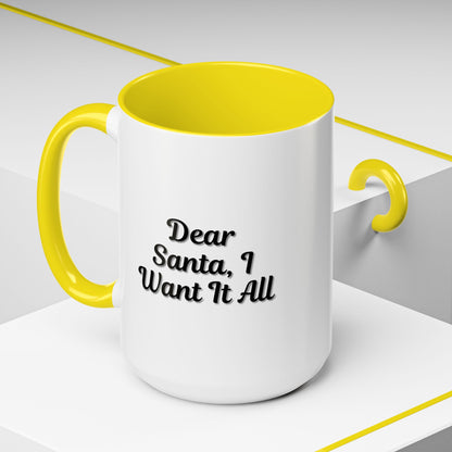 Dear Santa Accent Coffee Mug - Fun Holiday Mug for Christmas Enthusiasts
