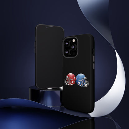 Red and blue football helmet tough phone case for iPhone, protective Printify phone cover with sporty design.