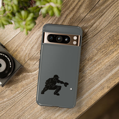 Printify baseball catcher phone case, tough protective cover with baseball glove and ball design for iPhone or Android.