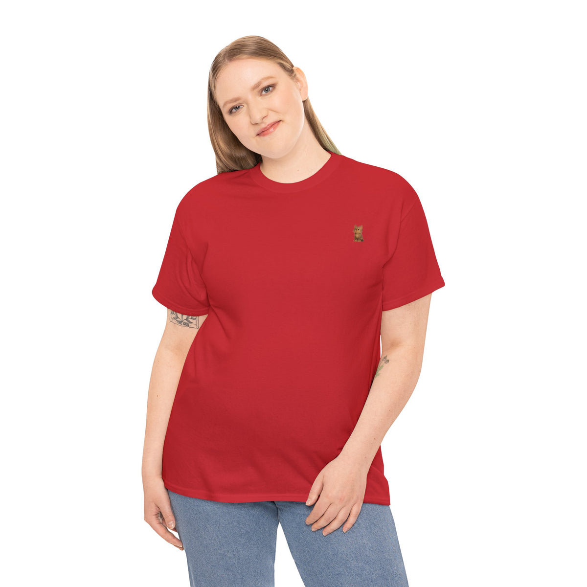 Brown kitten graphic T-shirt for cat lovers, featuring a cute cat design on a comfortable casual tee by Printify.