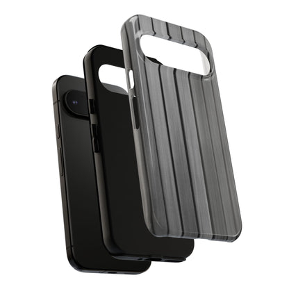 Ribbed metal texture phone case for iPhone, tough protective cover by Printify with sleek design and durable construction.