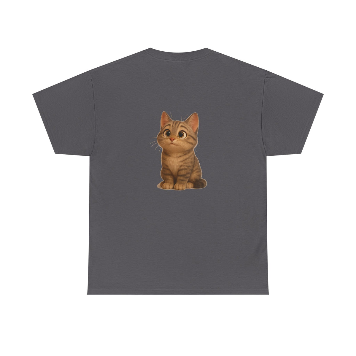 Brown kitten graphic T-shirt for cat lovers, featuring a cute feline design on a comfortable Printify T-shirt.