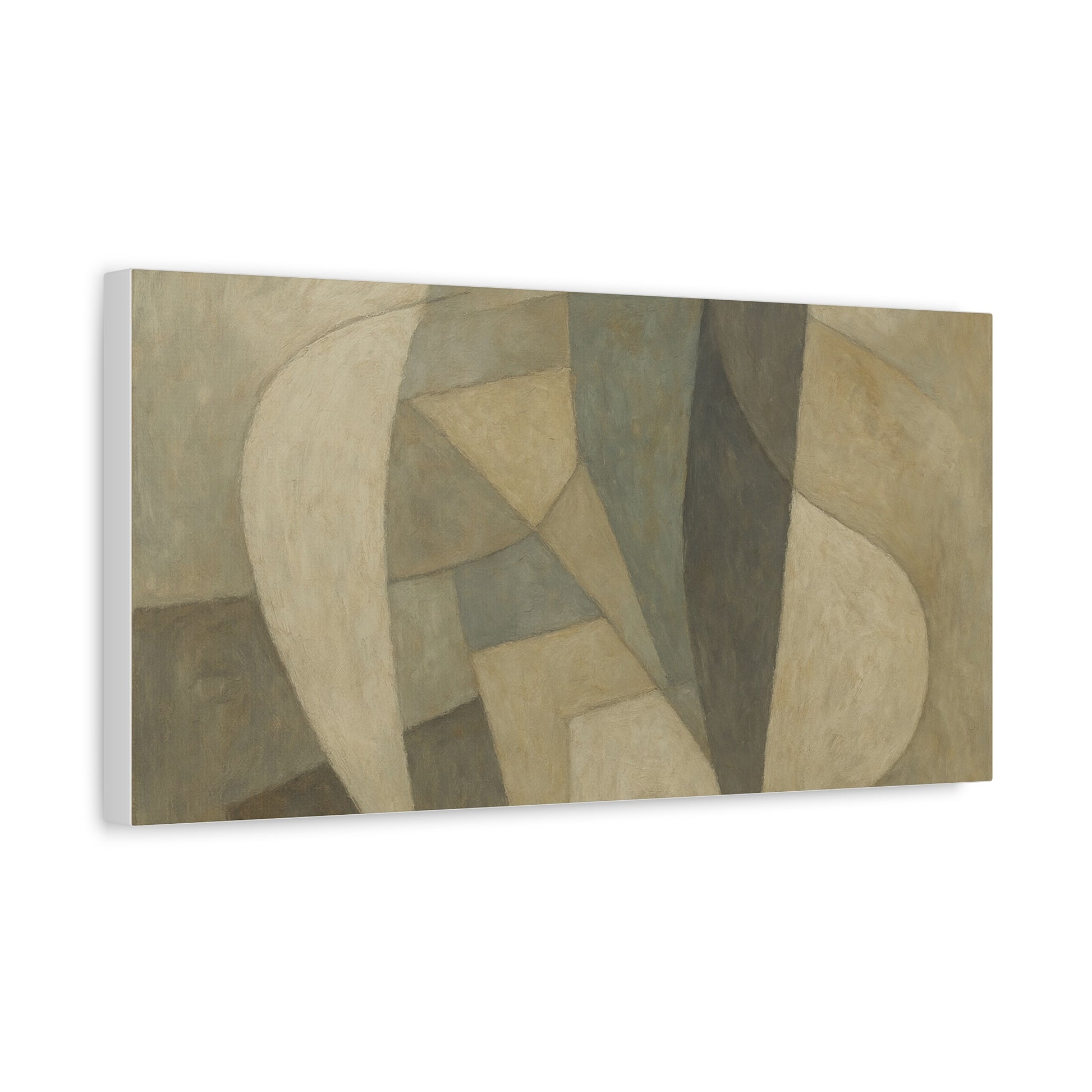 Abstract neutral geometric shapes canvas print by Printify featuring modern matte finish on a stretched canvas.