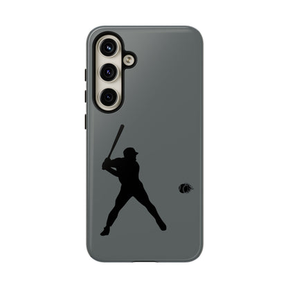Black baseball silhouette tough phone case for iPhone, protective sporty design by Printify.