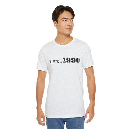 Vintage Est. 1990 T-Shirt by Printify featuring a classic design celebrating the birth year on a comfortable cotton tee.