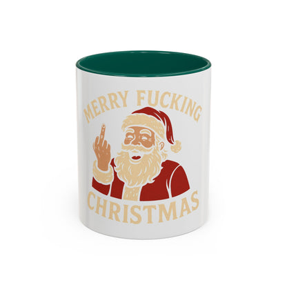 Merry Fucking Christmas Mug — Funny Santa Middle Finger Coffee Cup (11oz & 15oz)