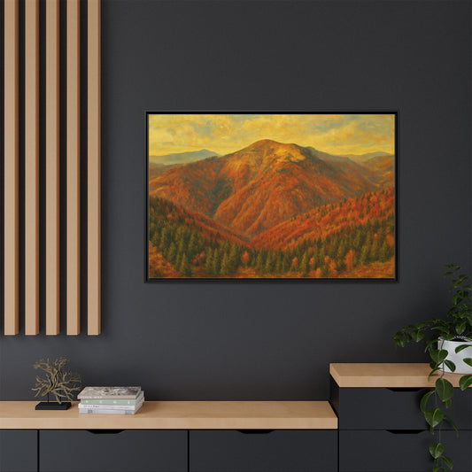 Autumn Mountain Matte Canvas Framed Wall Art