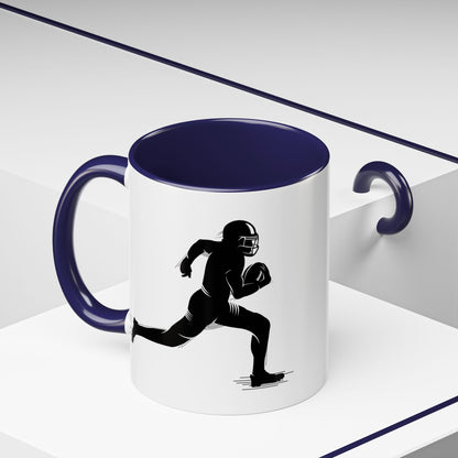 Football Player Themed Accent Coffee Mug, Sports Fan Gift, Unique Mug for Athletes, Coffee Lover, Game Day Essential - TRV