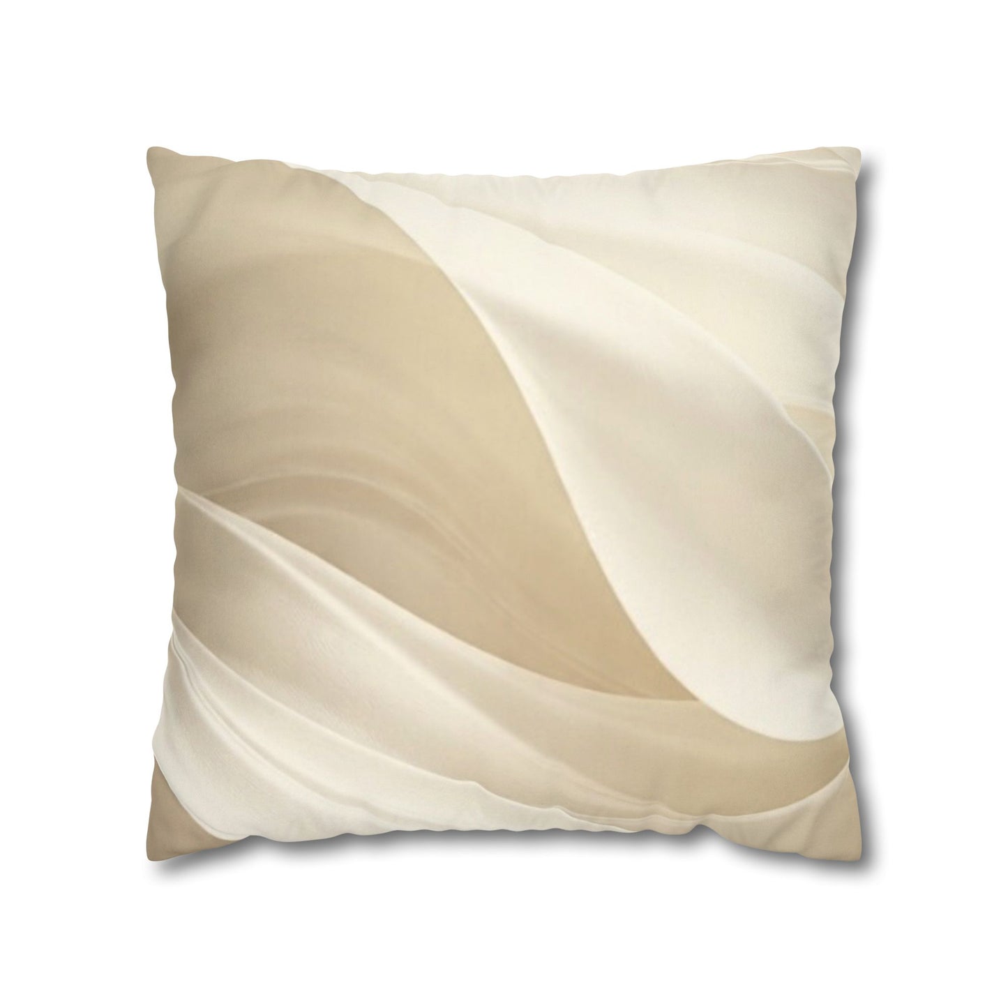 Beige Abstract Wave Pillowcase | Faux Suede Square Pillow Cover