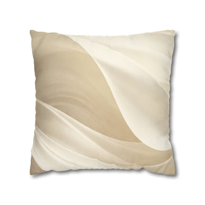 Beige Abstract Wave Pillowcase | Faux Suede Square Pillow Cover