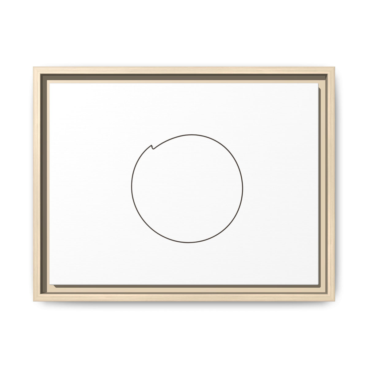 Framed matte canvas wall art featuring a minimal circular line design, showcasing modern abstract artwork by Printify.