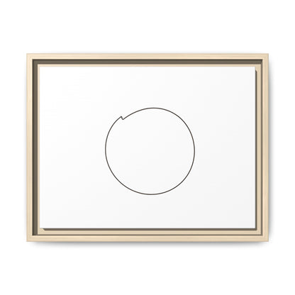 Framed matte canvas wall art featuring a minimal circular line design, showcasing modern abstract artwork by Printify.