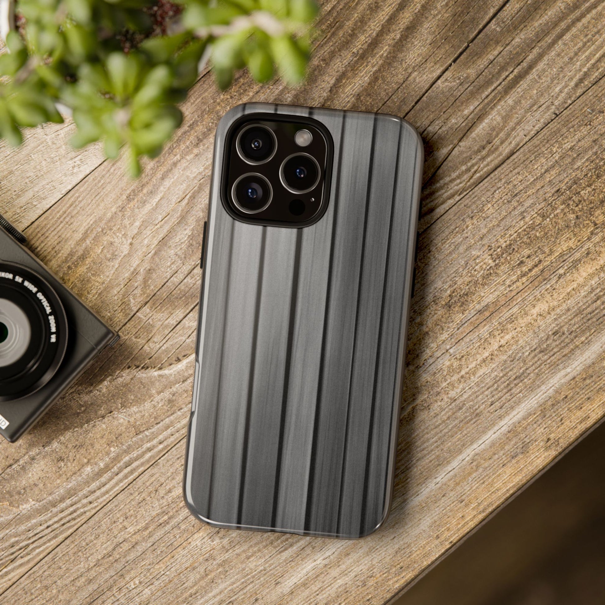 Ribbed metal texture phone case for iPhone by Printify, tough protective cover with durable design and metal-inspired finish.