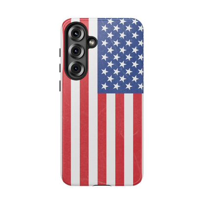 Durable American flag tough phone case for iPhone by Printify, featuring patriotic design and protective rugged construction.