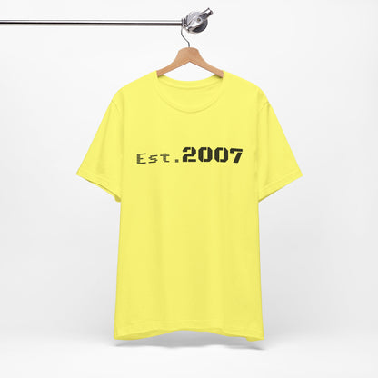 Vintage Est. 2007 T-shirt by Printify featuring a classic design with the established year printed on a comfortable cotton tee.