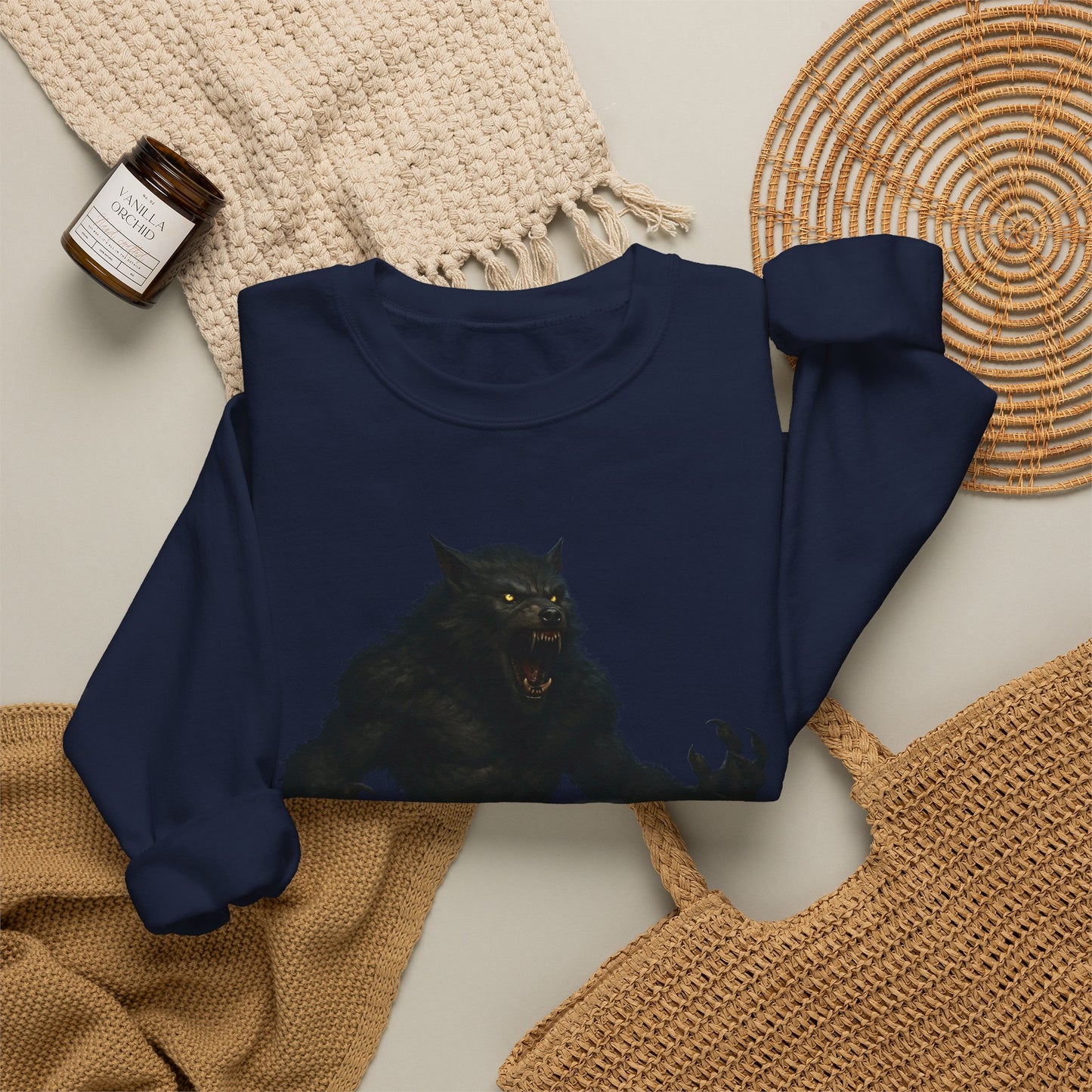 Fierce Werewolf Graphic Sweatshirt, Cozy Unisex Crewneck, Perfect for Casual Outfits, Halloween Apparel, Everyday Wear