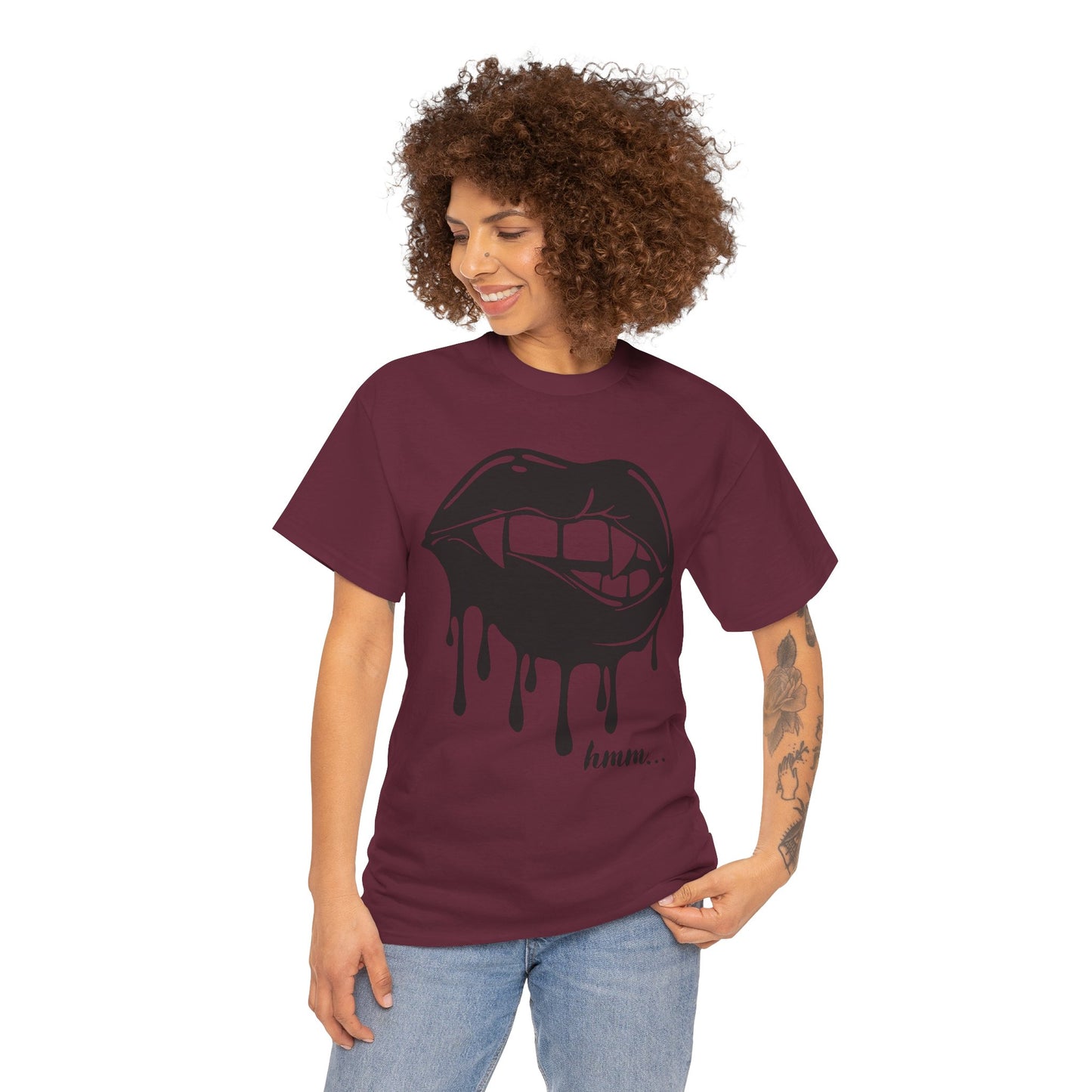 Edgy Graphic Tee - Dripping Lips Design - Unisex Heavy Cotton Tee