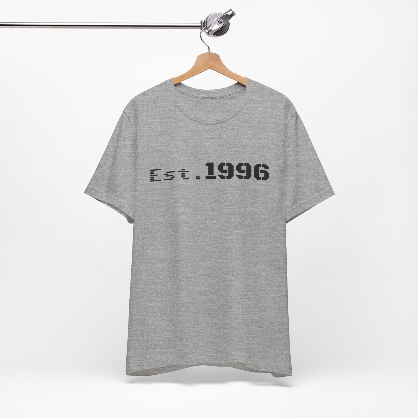 Vintage Est. 1996 T-shirt by Printify featuring a retro design, perfect for birthday gifts and celebrating birth years.