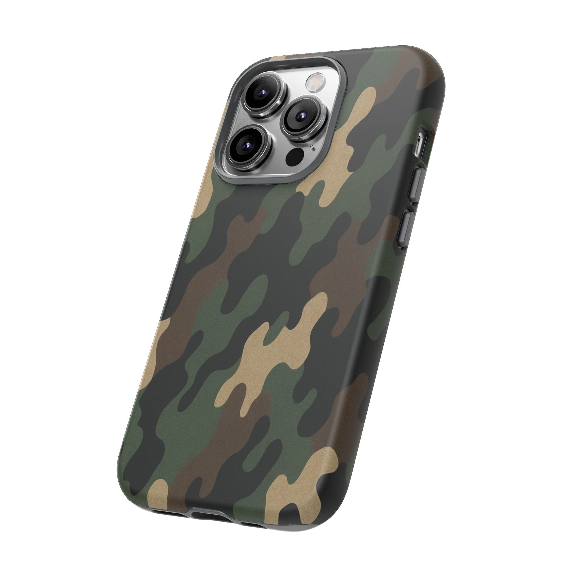 Camouflage tough phone case by Printify featuring rugged camo design for durable protection.