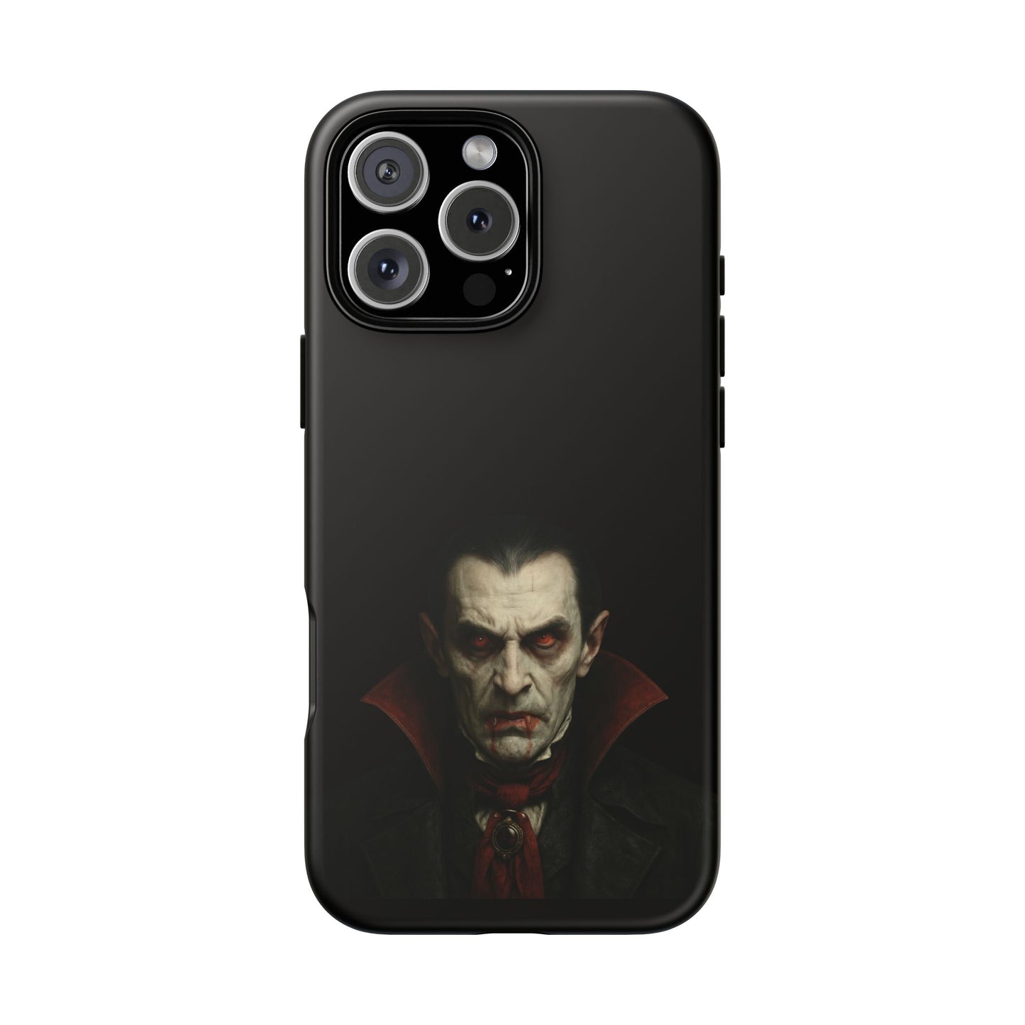 Gothic vampire portrait phone case for iPhone featuring a Dracula horror design by Printify, with dark, eerie artwork.