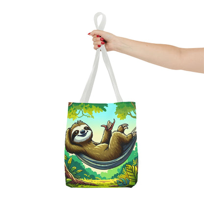 Eco-friendly sloth tote bag by Printify featuring a cute animal design, perfect for animal lovers and casual outings.