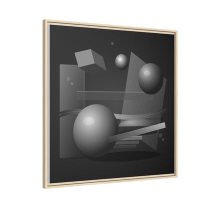 Monochrome Geometric Spheres Canvas Framed Wall Art | Matte Print