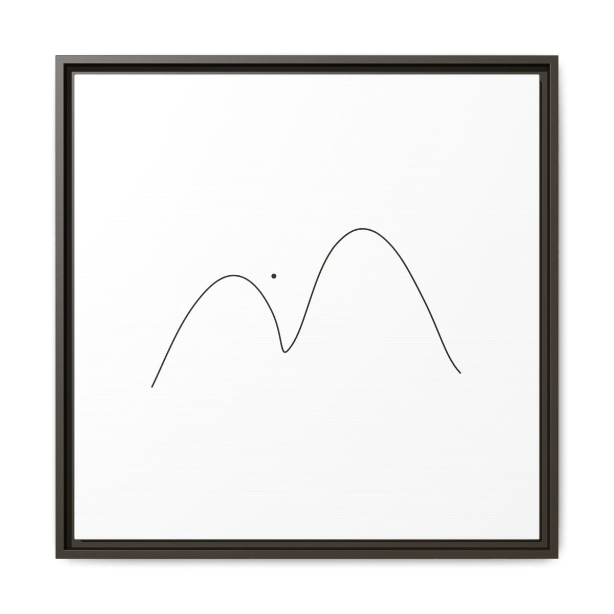 Framed matte canvas featuring minimalist mountain line art, creating a modern and stylish wall decor piece.