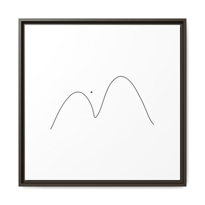 Framed matte canvas featuring minimalist mountain line art, creating a modern and stylish wall decor piece.