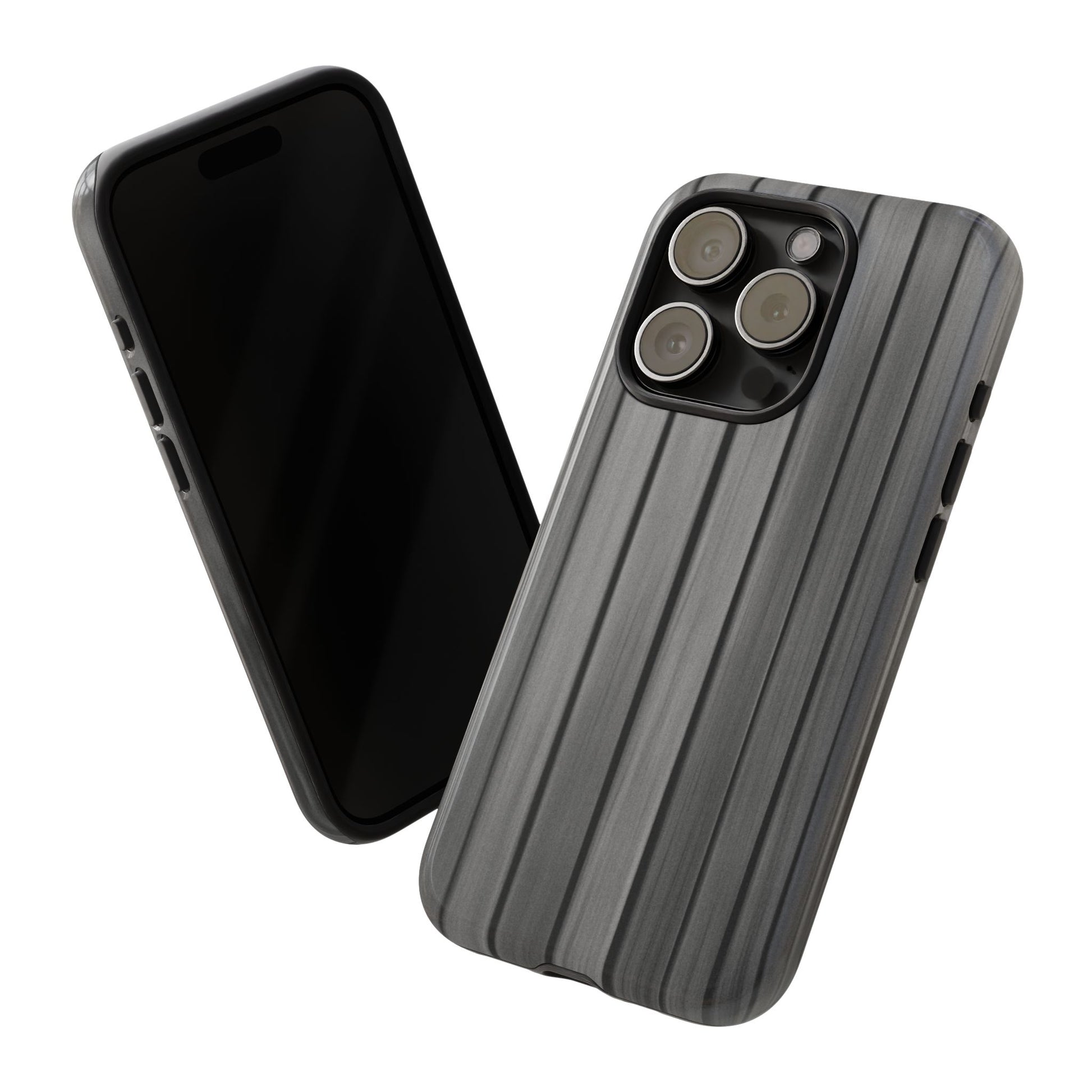 Ribbed metal texture iPhone phone case by Printify, tough and protective with a sleek design for iPhone models.