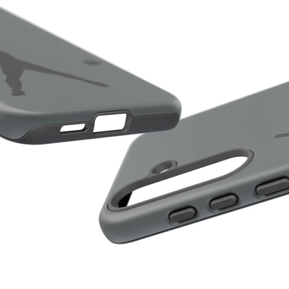 Silhouette of a baseball player on a protective sporty iPhone case by Printify, designed for durability and style.