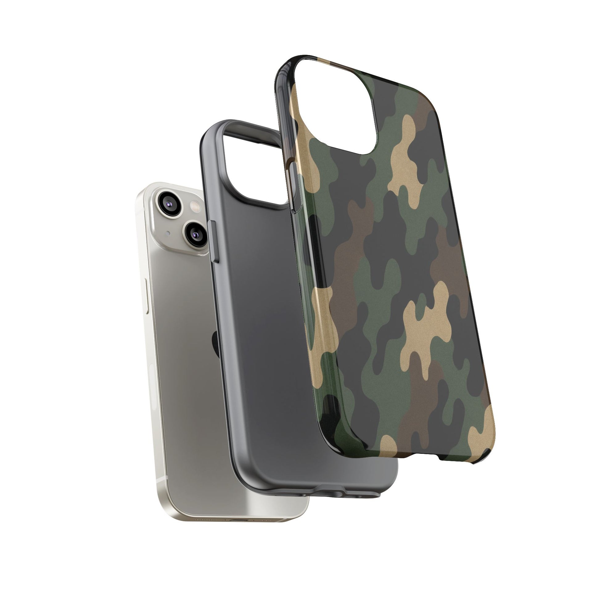 Camouflage tough phone case by Printify with rugged camo design, protective cover for smartphone durability and style.