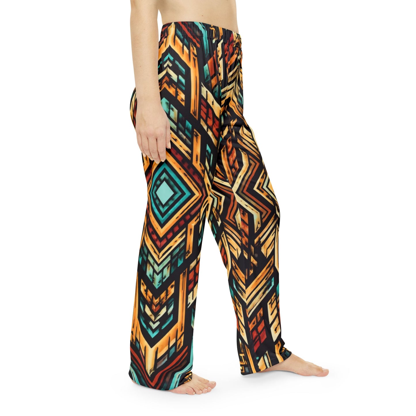 Geometric Tribal Print Pajama Pants | Aztec Pattern Lounge Bottoms