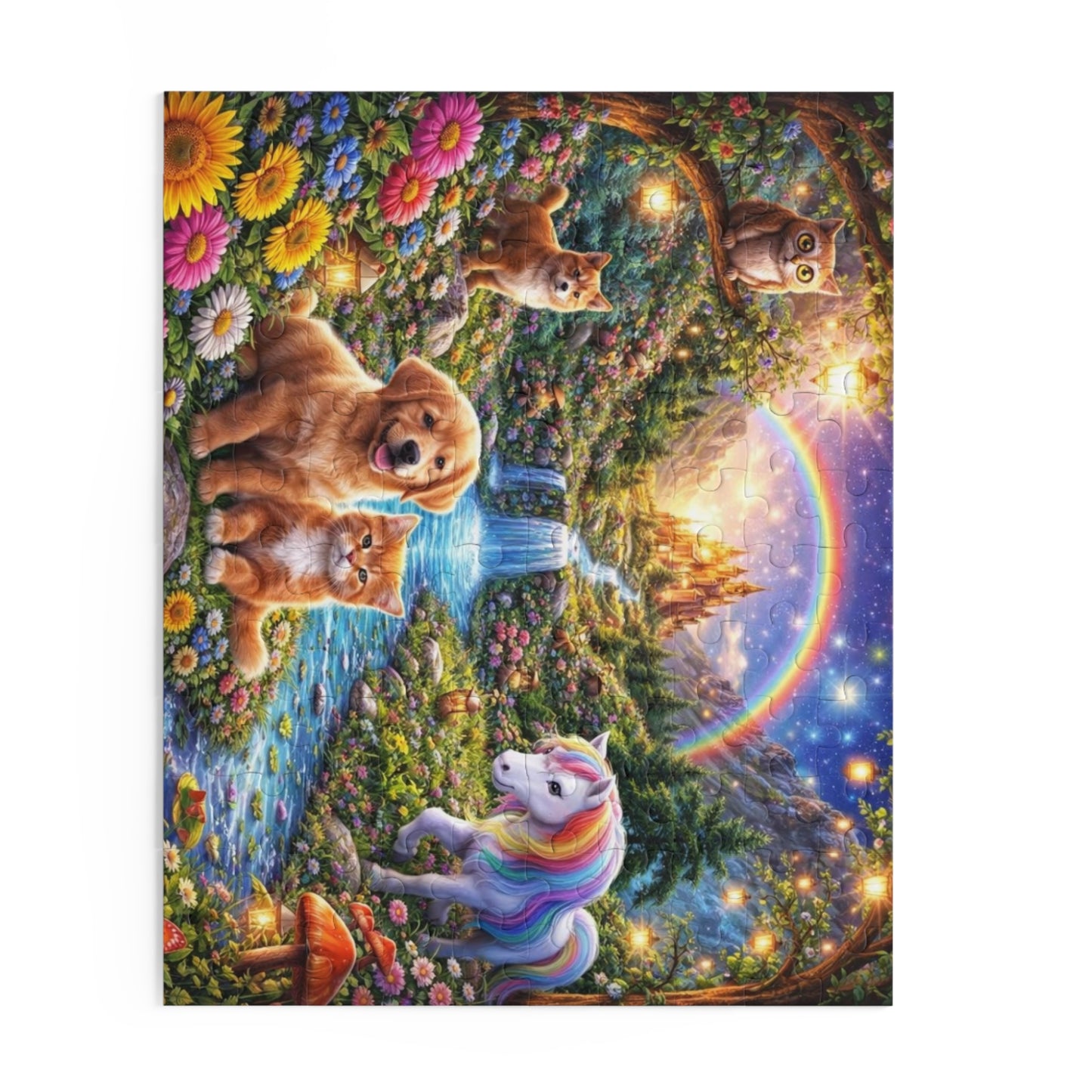 Rainbow Unicorn and Puppies Puzzle