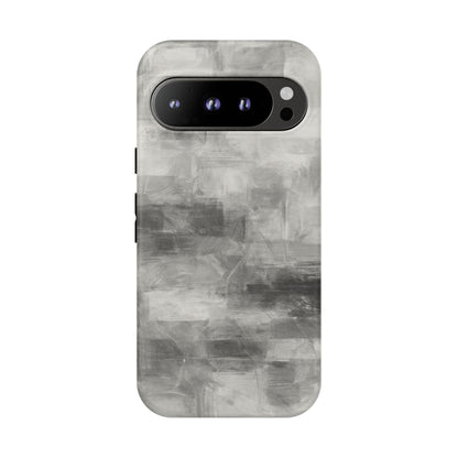 Abstract gray grid phone case for iPhone, tough protective cover by Printify with modern geometric design.