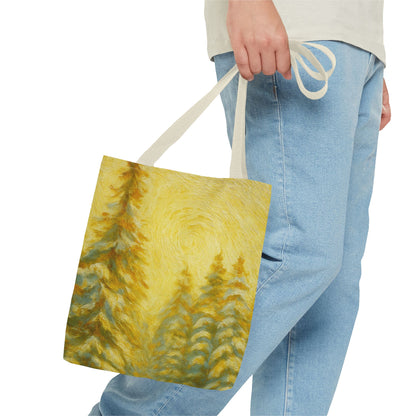 Eco-friendly artistic abstract canvas tote bag by Printify, featuring colorful abstract design, perfect for beach and casual outings.
