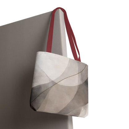 Neutral Abstract Watercolor Waves Tote Bag | All-Over Print