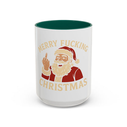 Merry Fucking Christmas Mug — Funny Santa Middle Finger Coffee Cup (11oz & 15oz)