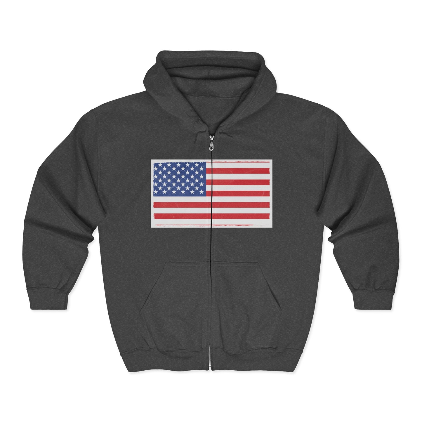American Flag Graphic Full Zip Hoodie | Unisex Sweatshirt for Patriotic Holidays, Fourth of July, Independence Day, Gifts, Casual Wear