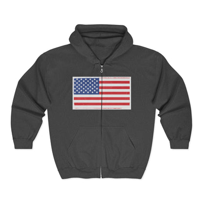 American Flag Graphic Full Zip Hoodie | Unisex Sweatshirt for Patriotic Holidays, Fourth of July, Independence Day, Gifts, Casual Wear