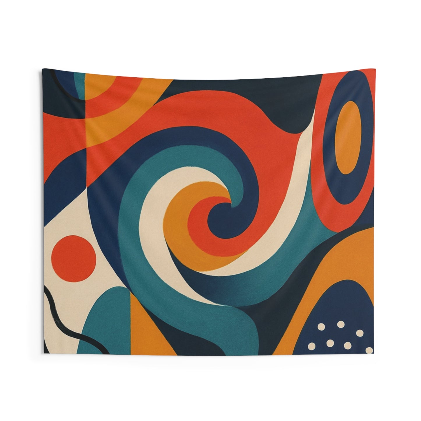 Abstract Retro Swirl Tapestry — Colorful Geometric Wall Art