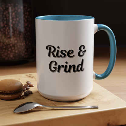 Rise & Grind Coffee Mug – Motivational Black Accent Mug for Daily Inspiration - TRV