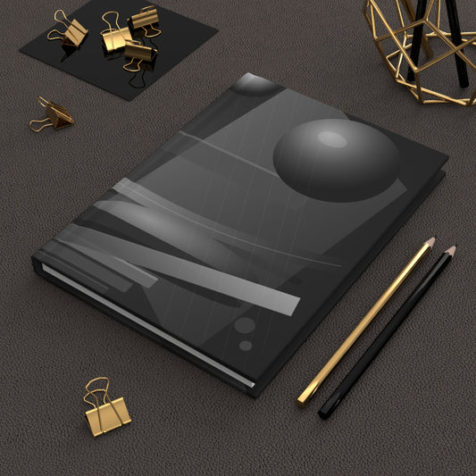 Abstract geometric spheres hardcover journal by Printify, matte finish paper notebook with modern design and durable cover.