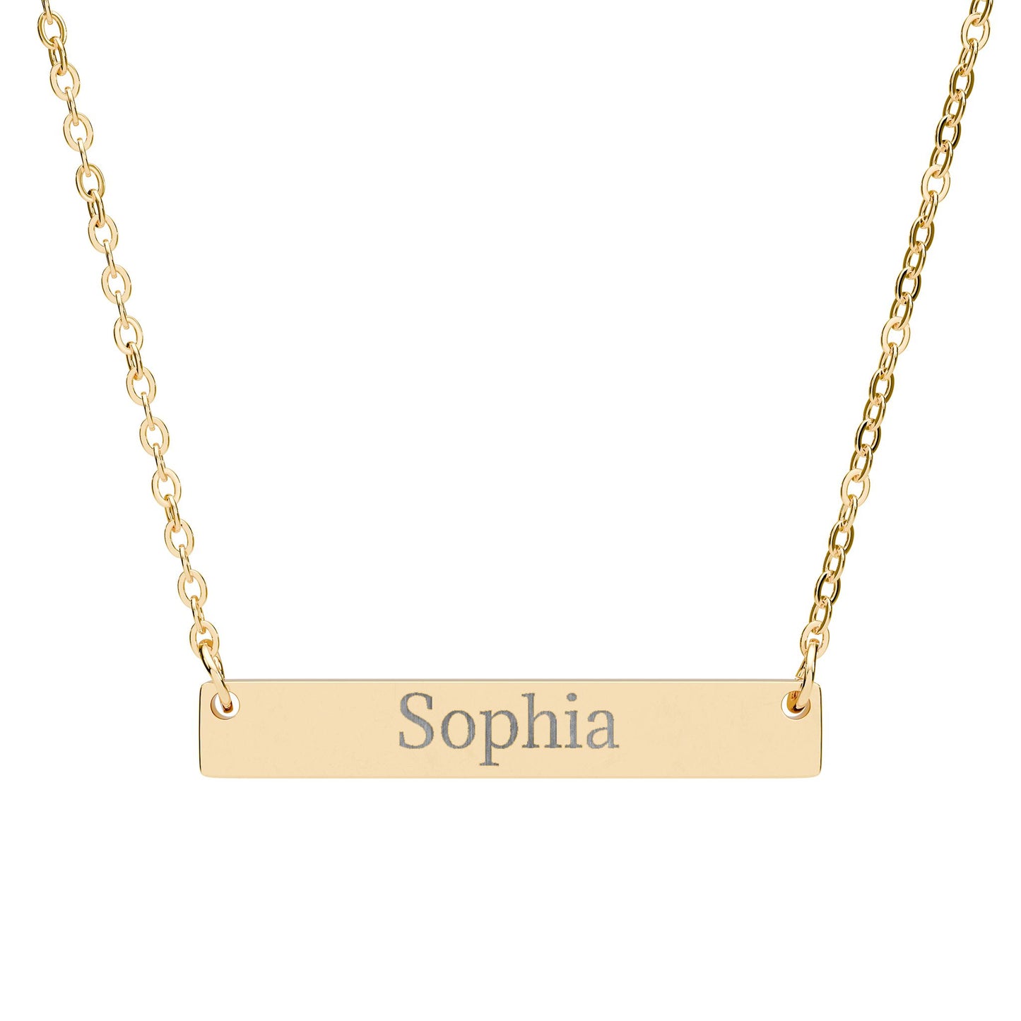 Personalized engraved bar necklace with custom horizontal pendant, trendy accessories, stylish jewelry by Printify